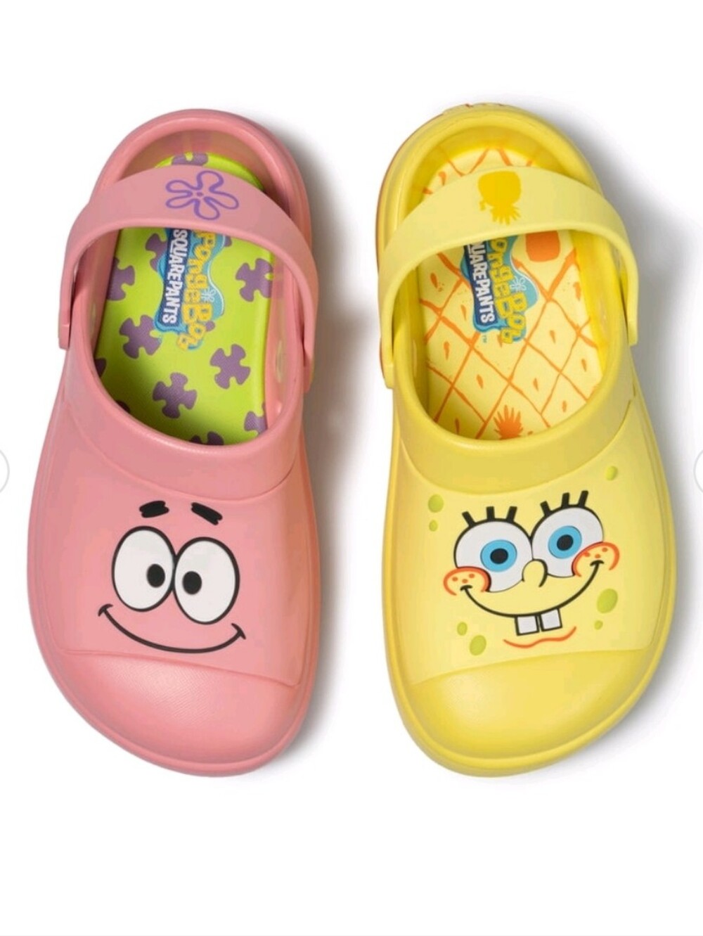 NWT - SPONGEBOB & PATRICK RUBBER CROC LIKE SLIDES SZ 6